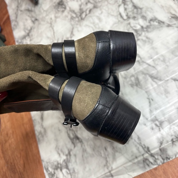 REBECCA MINKOFF SUEDE LEATHER BOOTS SIZE 8 green black boho western - Picture 6 of 9